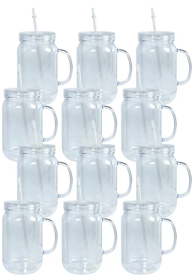 22oz Acrylic Mason w/ Handle