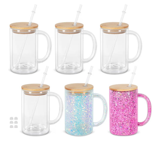 16oz Glass Coffee Mug w/ Handle