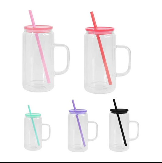 16oz Glass Cup w/ Handle